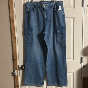 OLD NAVY EXTRA HIGH RISE SKY HI WIDE LEG JEANS: NEW WITH TAGS: SIZE 18 TALL
